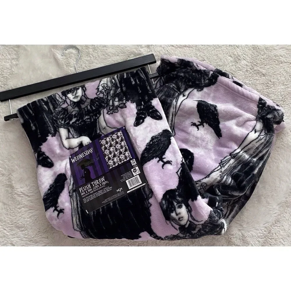 Wednesday Addams Dancing Netflix Show Soft Plush Throw 50” X 70” Purple Crow NEW